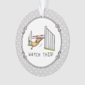 これを見ろ!犬 – 敏捷性のおもしろい犬をスイング オーナメント (正面)