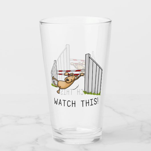 これを見ろ!犬 – 敏捷性のおもしろい犬をスイング タンブラーグラス (裏面)