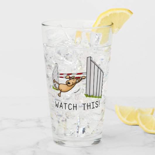 これを見ろ！犬 – 敏捷性のおもしろい犬をスイング タンブラーグラス (アイス裏面)