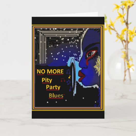 これ以上の同情のパーティーの青の挨拶状 カード (黄色い花)