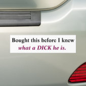 これ買は、エロン・ムスクがディックだと知る前に バンパーステッカー (車上)