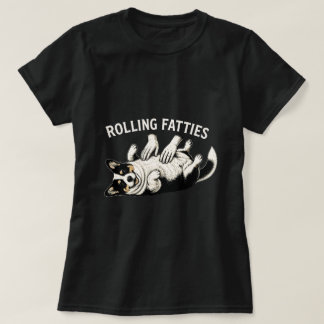 ころがる太った子犬のコーギー Tシャツ