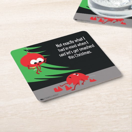 こわされたおもしろいなクリスマスのコースターを得て下さい スクエアペーパーコースター (アングル)