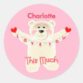 こんなに可愛いテディベアが大好きパーソナライズされた ラウンドシール (正面)