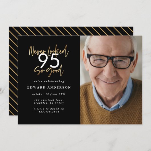 こんなに良い金ゴールド誕生日の写真招待状に見えたことがない シーズンカード (正面/裏面)