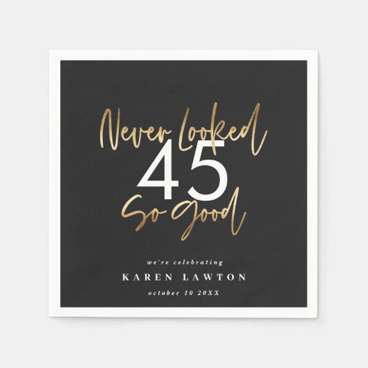 こんなに良い金ゴールド誕生日パーティーに行ったことがない スタンダードカクテルナプキン (正面)