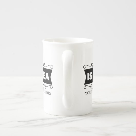 こんにちはあなたはパロディを探していおもしろいる茶 ボーンチャイナマグカップ (裏面)