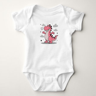 こんにちはお兄さん子供用ピンク恐竜Tシャツ ベビーボディスーツ