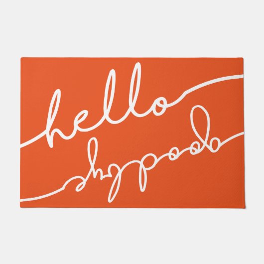 こんにちはさようなら大きいタイポグラフィ-あなたの色を選んで下さい ドアマット (正面)