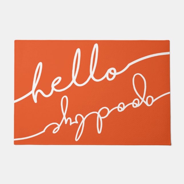 こんにちはさようなら大きいタイポグラフィ-あなたの色を選んで下さい ドアマット (正面)