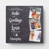 こんにちはさようなら 3枚の写真を入れたペットの追悼プレートをオーダーメイド フォトプラーク (正面)