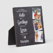 こんにちはさようなら 3枚の写真を入れたペットの追悼プレートをオーダーメイド フォトプラーク (正面)