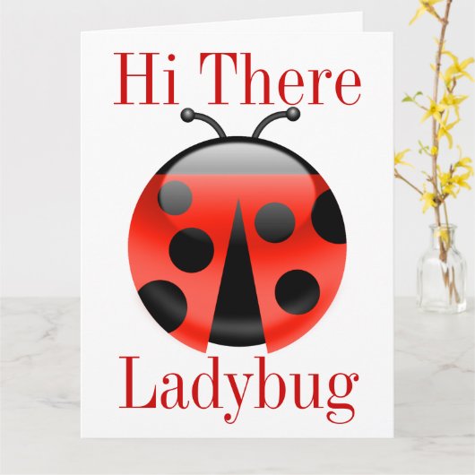こんにちはそこにてんとう虫の大きい挨拶状- SRF カード (黄色い花)