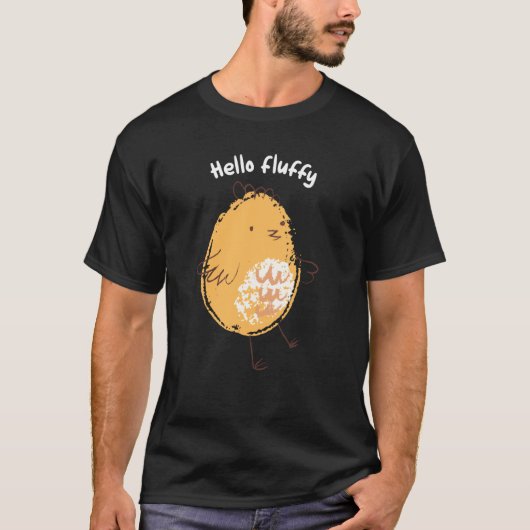 こんにちはふわふわのニワトリひよこ Tシャツ (正面)