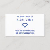 こんにちはアルツハイマー忍耐強いカードを配る 名刺 (裏面)