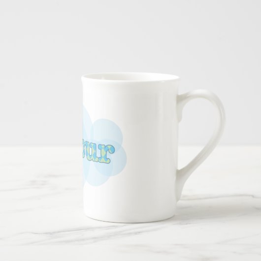 こんにちはアーガイル柄のなパターンが付いているフランスのなbonjourで ボーンチャイナマグカップ (右)