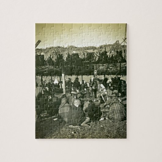 こんにちはイこんにちはイの平頭のネイティブアメリカン戦争ダンス ジグソーパズル (縦)