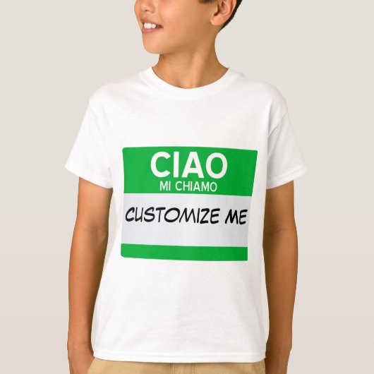 こんにちはイタリアン私の名前…カスタマイズ可能 Tシャツ (正面)