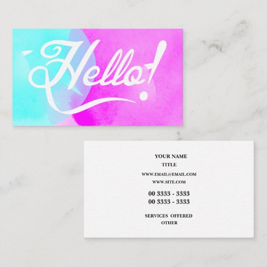 こんにちはエレガント水彩画 名刺 (正面/裏面)