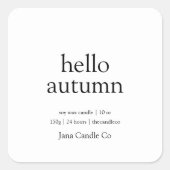 こんにちはオータムキャンドルラベル|ミニマルな秋 スクエアシール (正面)