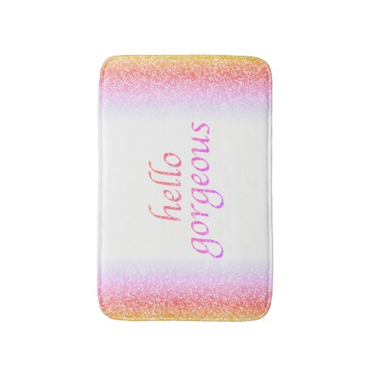 こんにちはガーリーな豪華で気のあるそぶりをしたな|明るいグリッターの一見 バスマット (正面縦)
