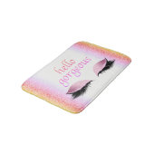 こんにちはガーリーな豪華な化粧のまつげのピンクのグリッター バスマット (アングル)