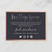 こんにちはゴージャスありがとうビジネス美しい ロイヤリティカード (裏面)