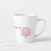 こんにちはゴージャス、ピンクの花の木 カフェラテマグ (右)