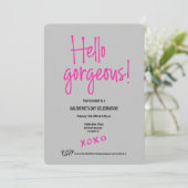 こんにちはゴージャスGalentine's Day xoxo pink gray 招待状 (スタンド正面)