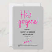 こんにちはゴージャスGalentine's Day xoxo pink gray 招待状 (正面)