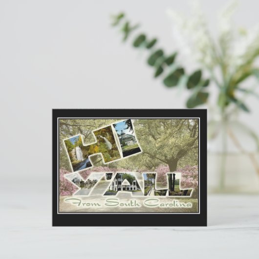 こんにちはサウスカロライナのヴィンテージ旅行郵便はがきから ポストカード (スタンド正面)