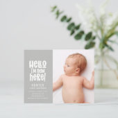 こんにちはシンプルモダンミニマル写真の誕生 シーズンポストカード (スタンド正面)