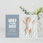 こんにちはシンプルモダンミニマル写真の誕生 案内状 (スタンド正面)