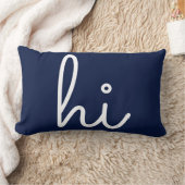 こんにちはスタイリッシュスクリプトおもしろいネイビーブルー ランバークッション (ブランケット)