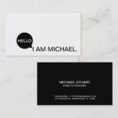 こんにちはスピーチの泡|カジュアルでモダンな黒い及び白 名刺 (正面/裏面)