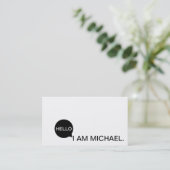 こんにちはスピーチの泡|カジュアルでモダンな黒い及び白 名刺 (スタンド正面)