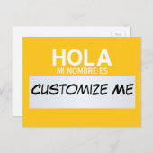 こんにちはスペインの私の名前は…カスタマイズ可能 ポストカード (正面/裏面)