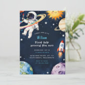 こんにちはスペース 初めての太陽一周 一歳の誕生日 招待状 (スタンド正面)