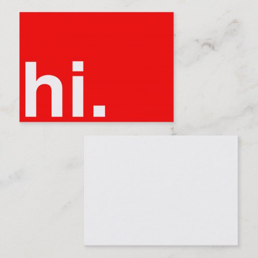 こんにちはタイポグラフィの赤くモダンな名刺 名刺 (正面/裏面)