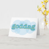 こんにちはデンマーク語-アーガイル柄のなパターンとのGoddagで カード (黄色い花)