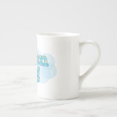 こんにちはドイツ語でアーガイル柄のなパターンが付いているラベルをguten ボーンチャイナマグカップ (右)