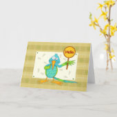 こんにちはハチドリの挨拶状 カード (黄色い花)