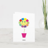 こんにちはハッピー顔フラワーグリーティングカード カード (裏面)