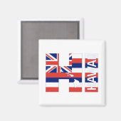 こんにちはハワイの島のハワイアンの旗 マグネット (正面/裏面)