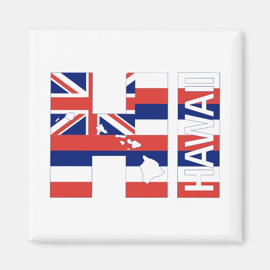 こんにちはハワイの島のハワイアンの旗 マグネット (正面)