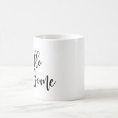 こんにちはハンサムで黒い手書きの原稿 コーヒーマグカップ (中央)