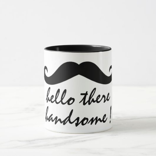 こんにちはハンサムなおもしろいコーヒーマグデザイン マグカップ (中央)