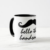 こんにちはハンサムなおもしろいコーヒーマグデザイン マグカップ (正面左)