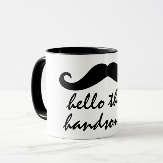こんにちはハンサムなおもしろいコーヒーマグデザイン マグカップ (正面左)