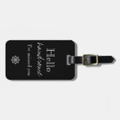 こんにちはハンサム-はっきりしたな白黒の青のモノグラム ラゲッジタグ (正面横)